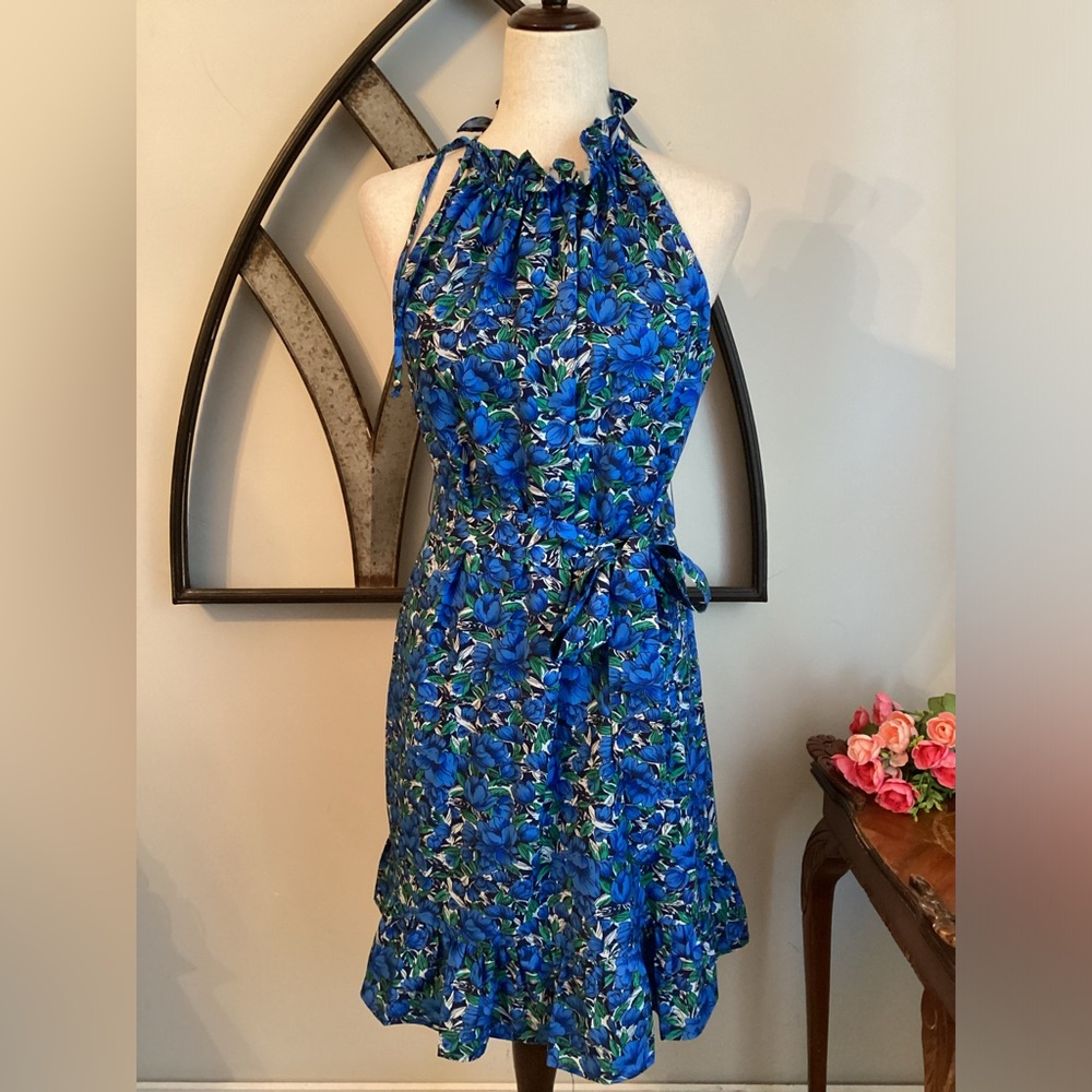 Sam Edelman Blue Floral Halter Dress